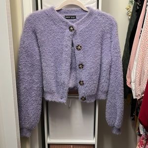 2 Piece fuzzy cardigan and crop top set